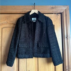 Kate Spade NY x Madison Ave. Collection Tweed Evening Jacket (Black, Size 2)